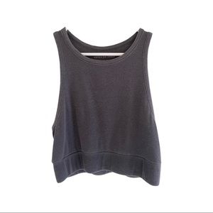 AEO Gray Sleeveless Crop Top w/ Elastic Bottlm Trim